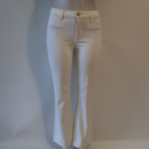 Women MiH Jeans Cream The Marrakesh Mid-Rise Kick Flare Denim Jeans 27 - Picture 1 of 9